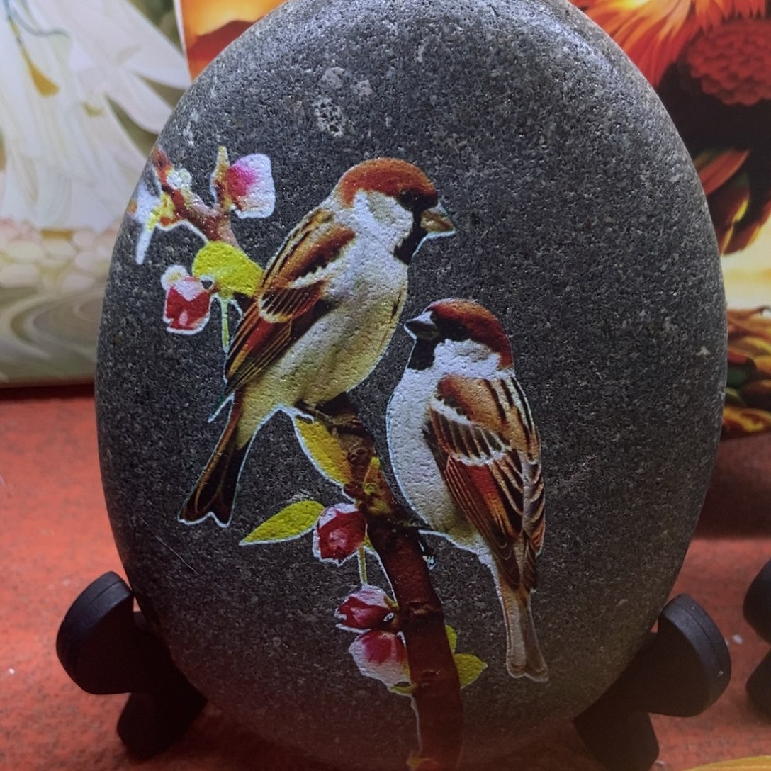 石材麻雀摆件真美啊