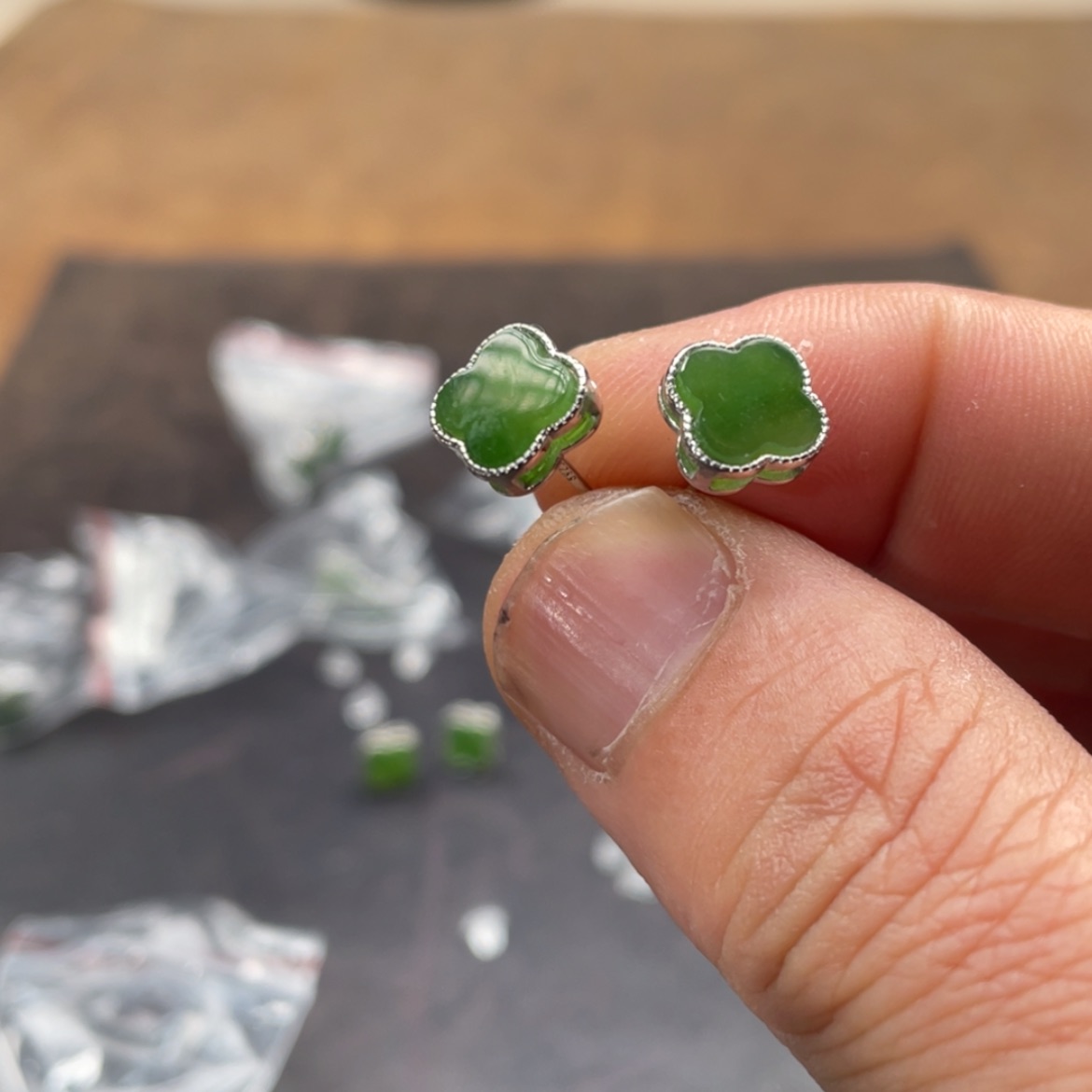 【闪购商品】和田玉耳饰银S925镶嵌