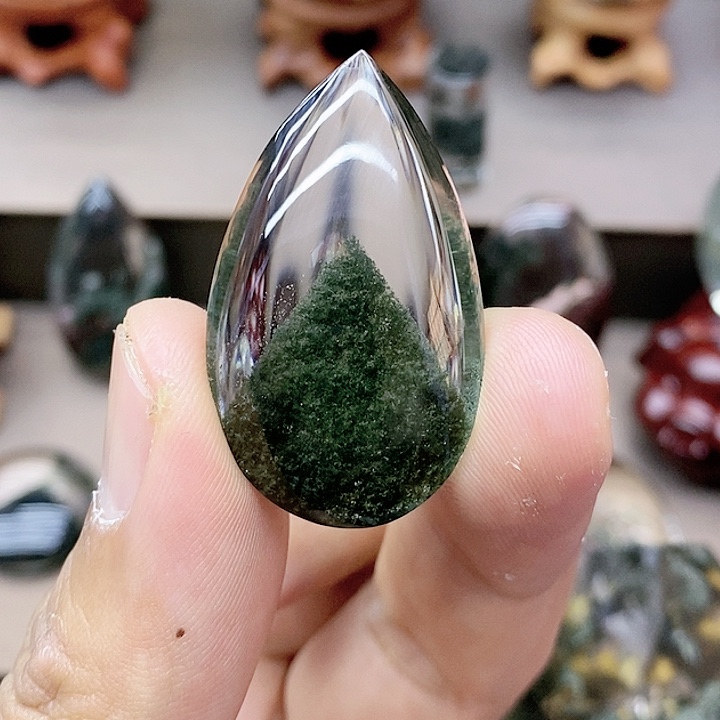 水晶颈饰未镶嵌天然绿幽灵吊坠