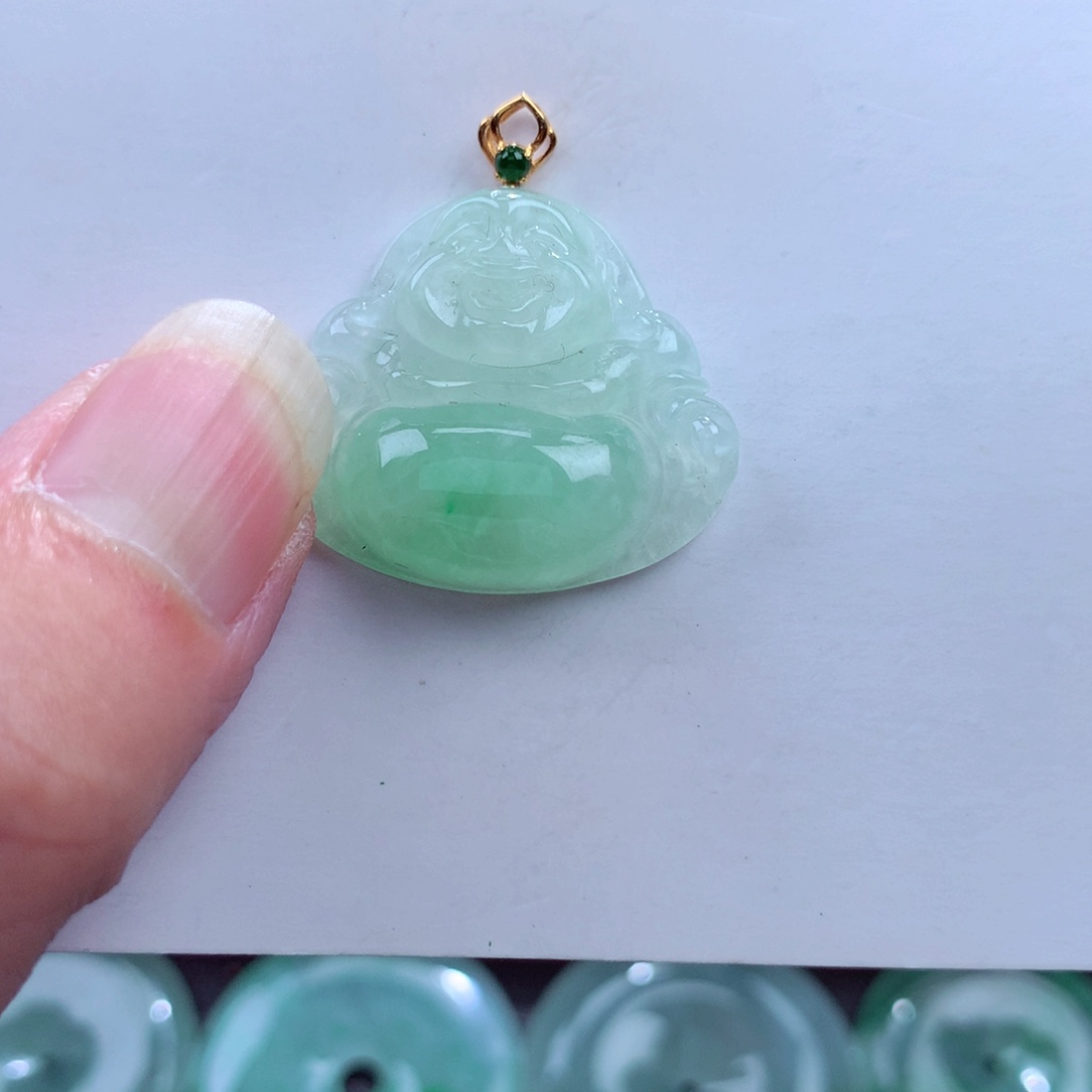 翡翠吊坠(不含链)18K金镶嵌