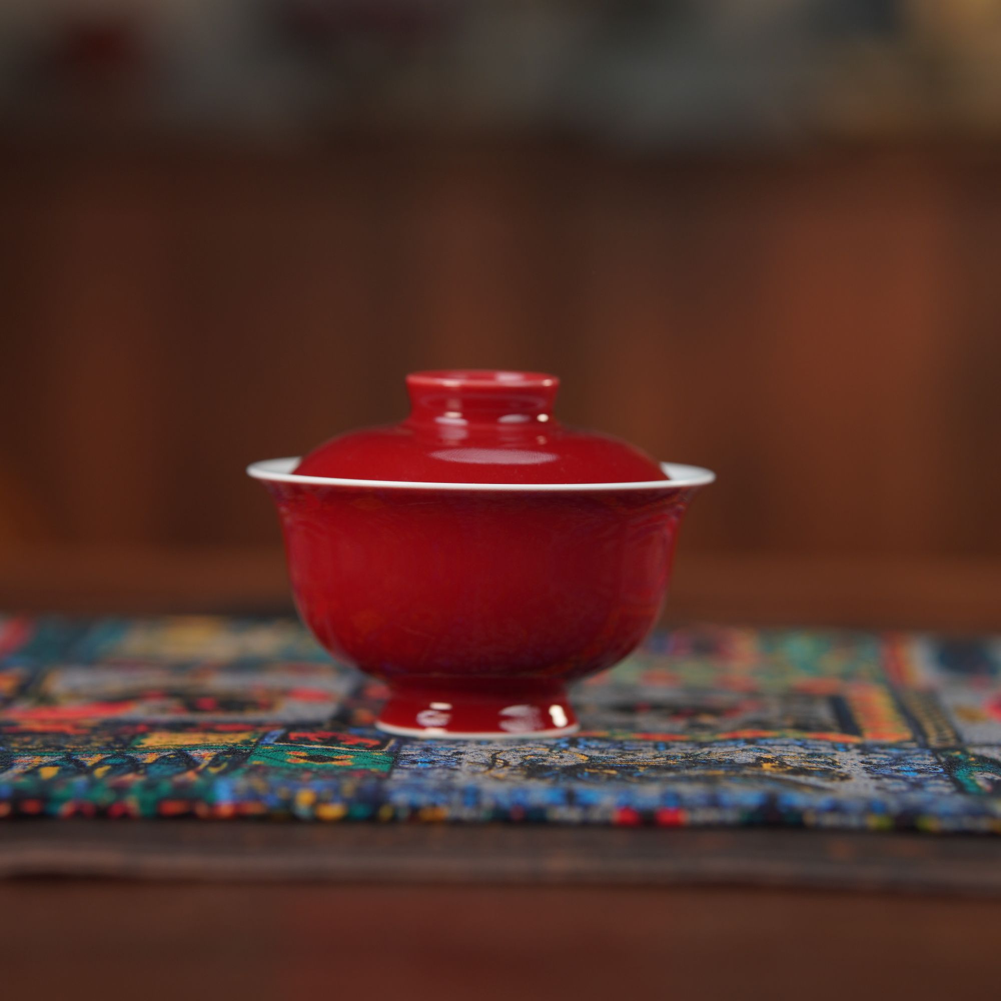 丰瑶陶瓷手工颜色釉两才盖碗