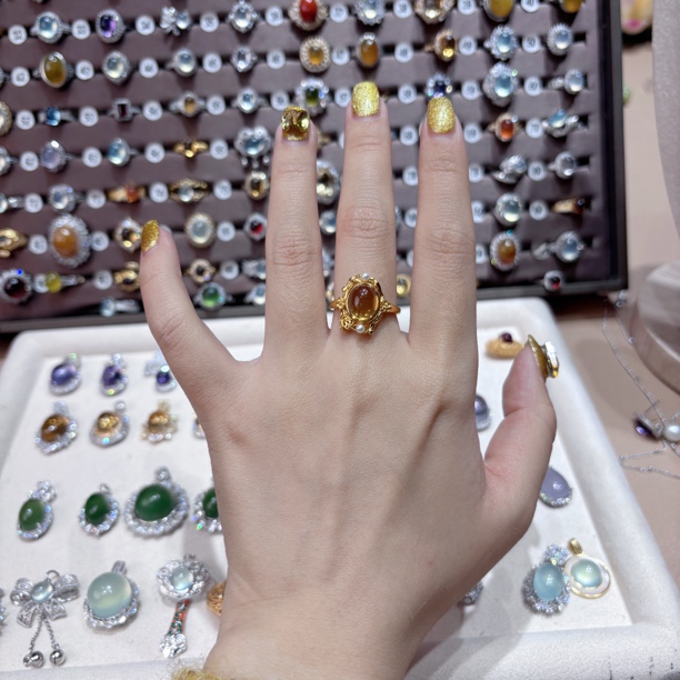 黄晶戒指925银时尚爆款百搭2025款