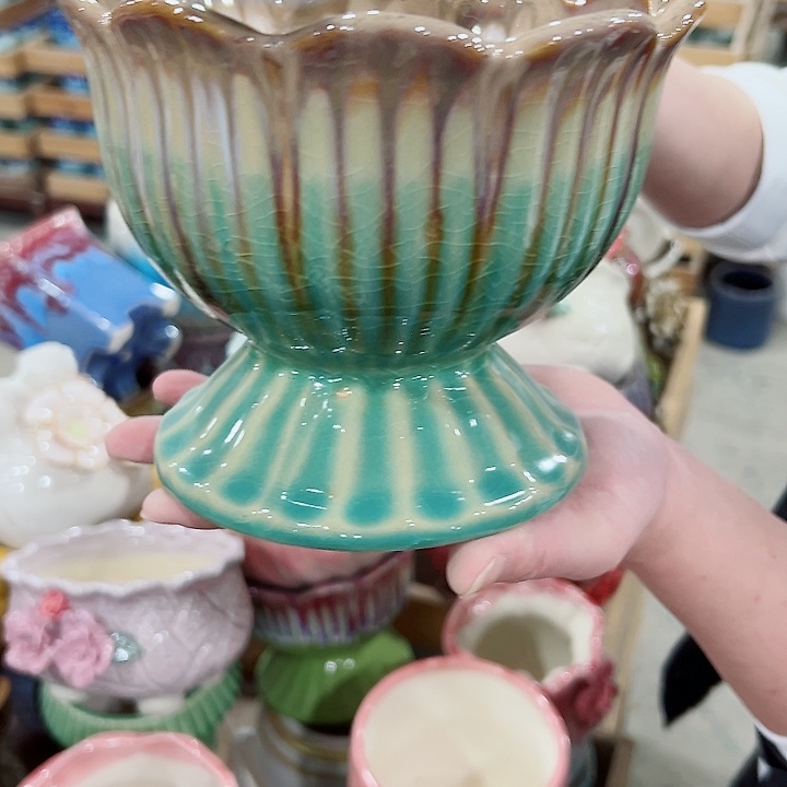 有孔.凑满10元发货多肉陶瓷花盆！