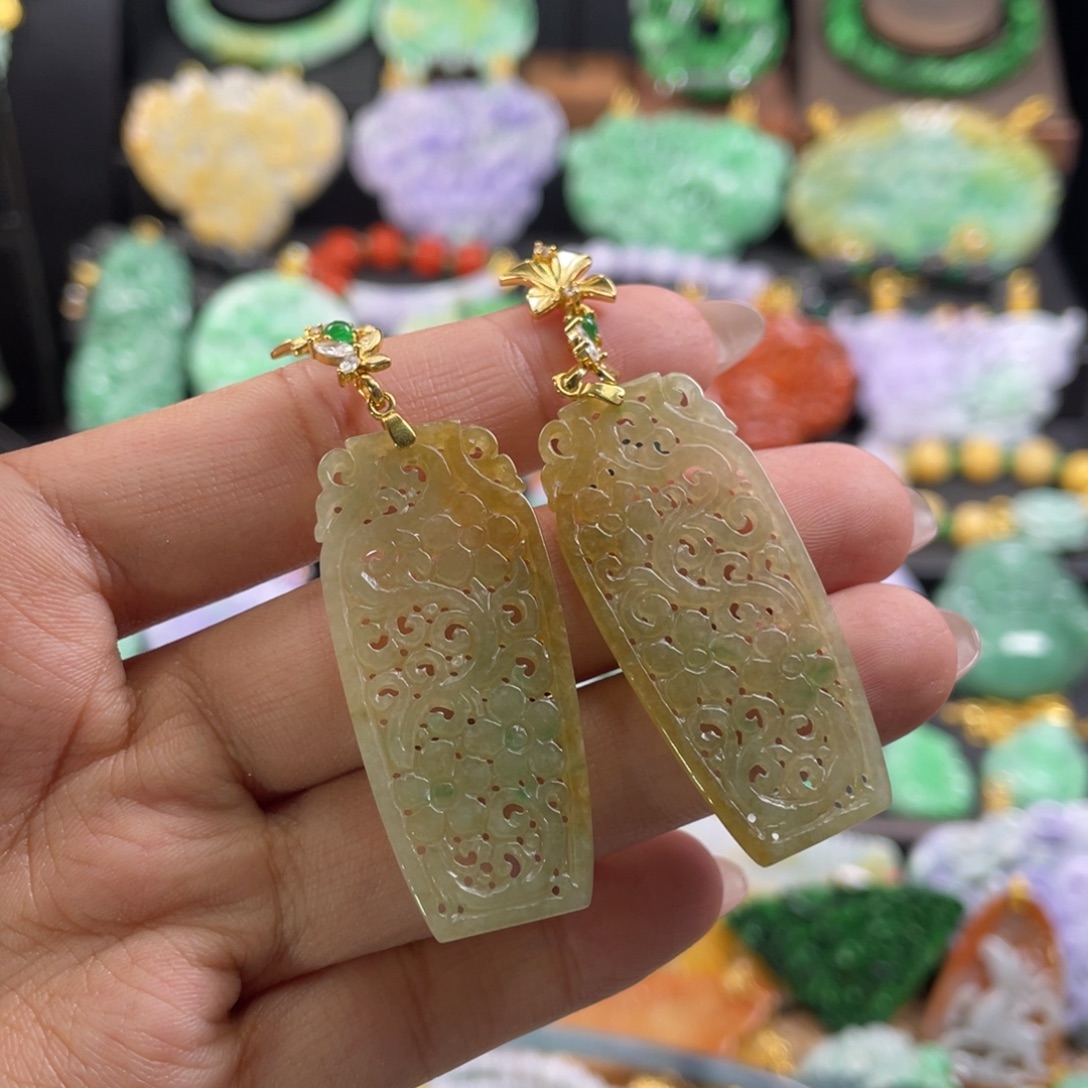 翡翠未镶嵌耳饰代编织