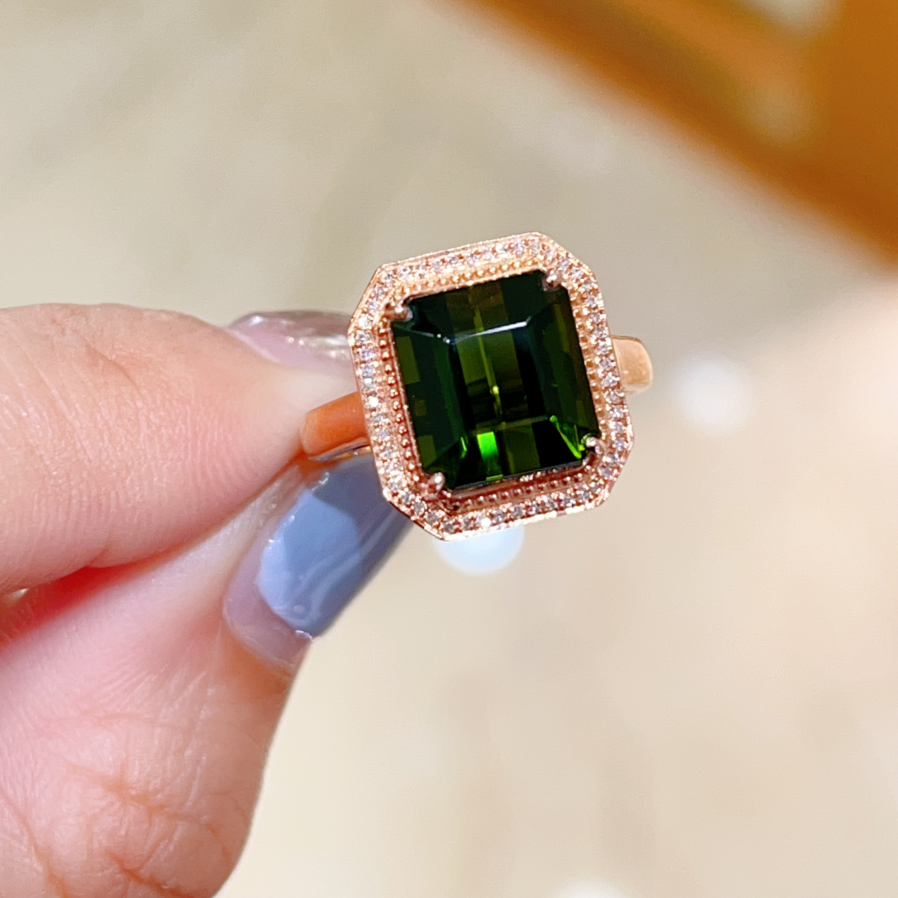 5ct 18k玫瑰金碧玺戒指 4500