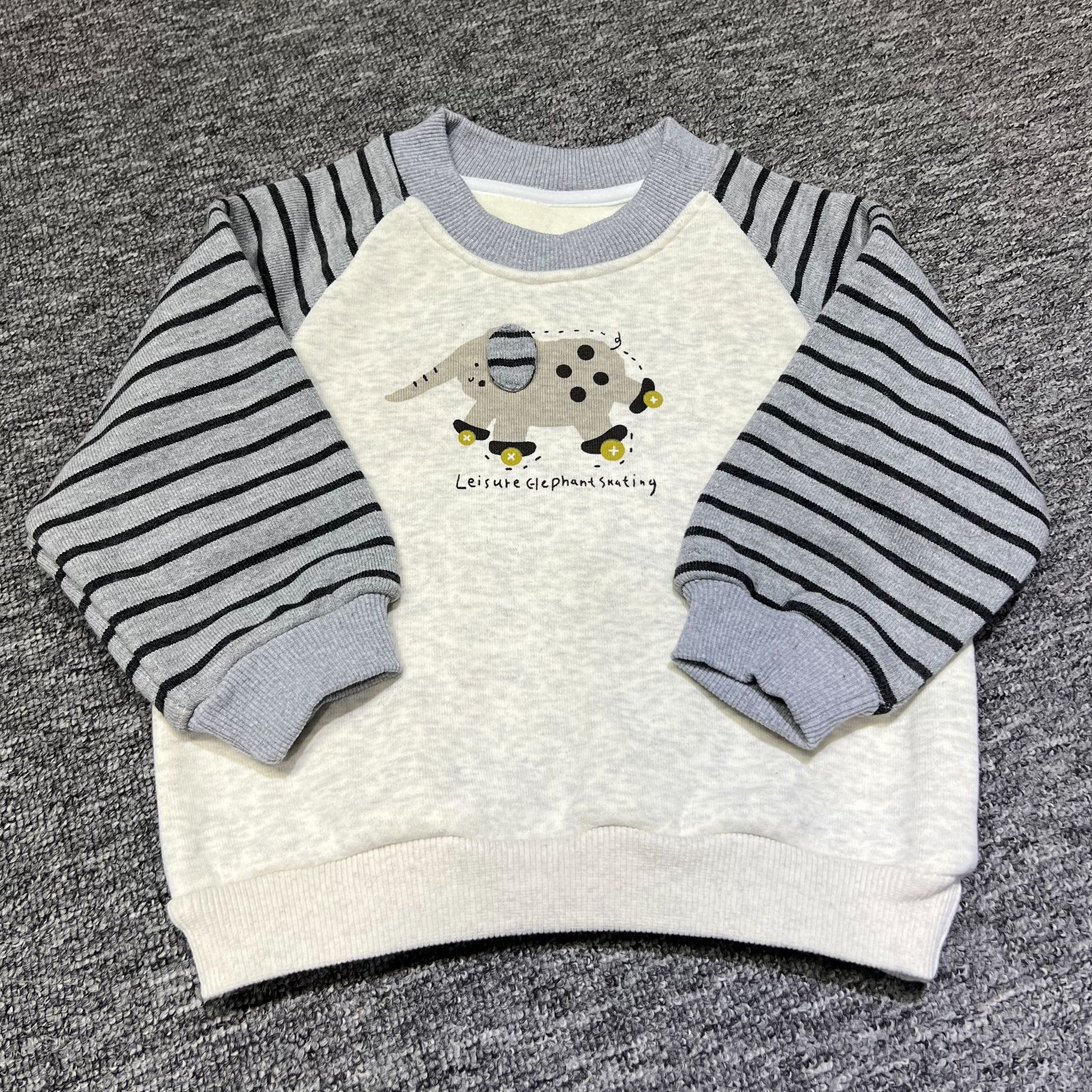 B09 小象拼接条纹袖加绒卫衣（实体店现货现发）