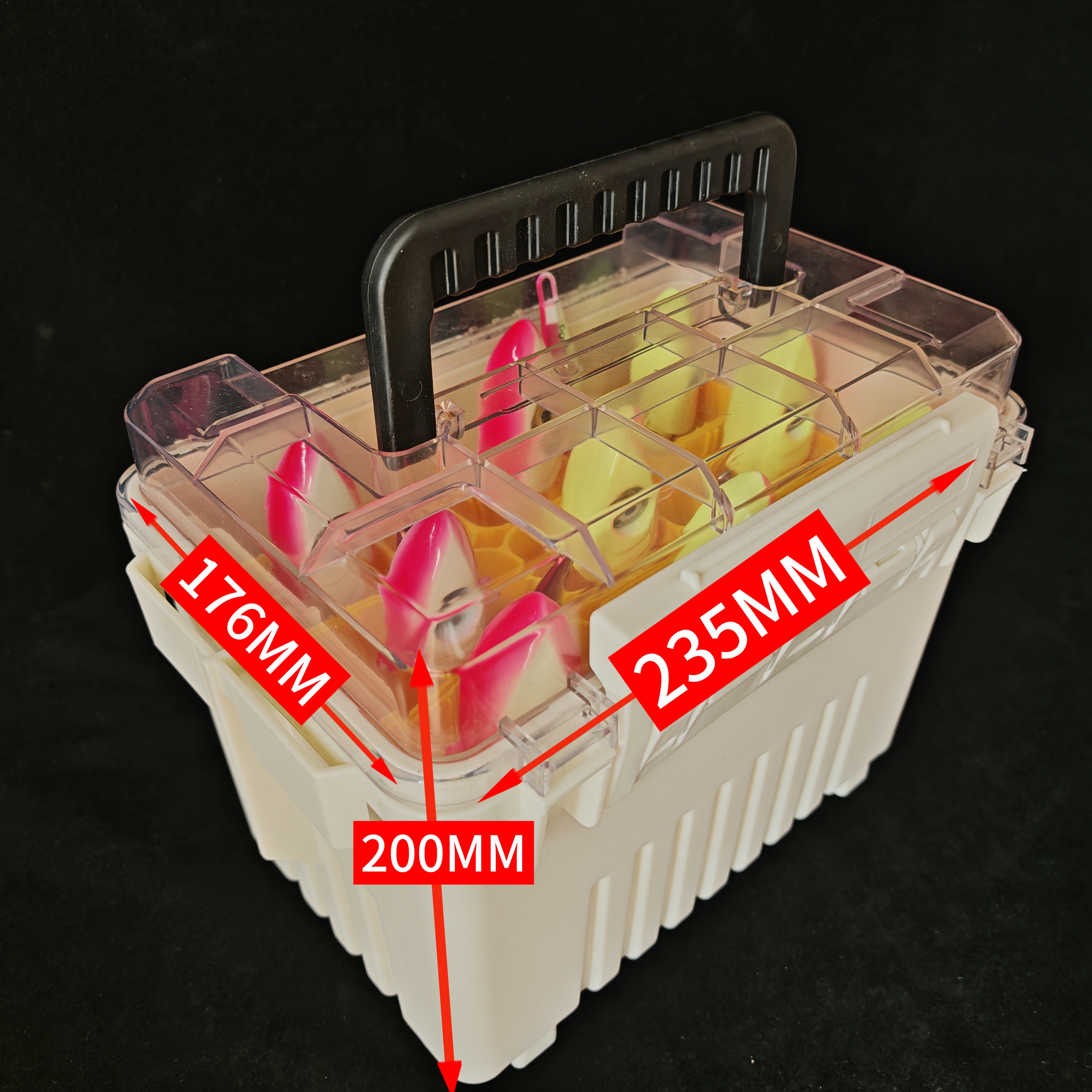 天亚铁板木虾米诺假饵工具盒带提手多功能盒路亚钓箱防水