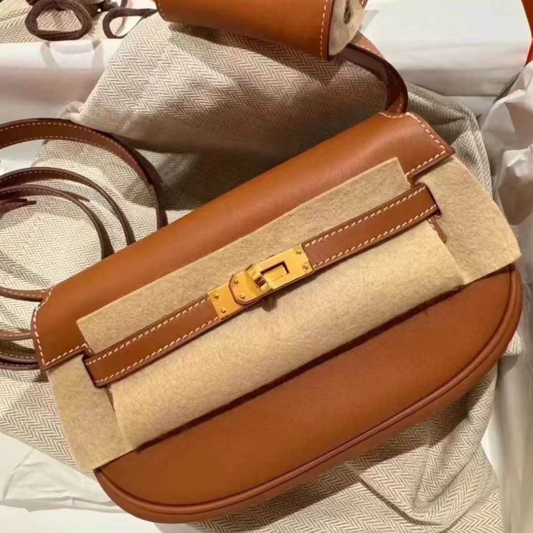 99新 Hermes/爱马仕 爱马仕Kelly moove金棕金B刻单肩包8149091
