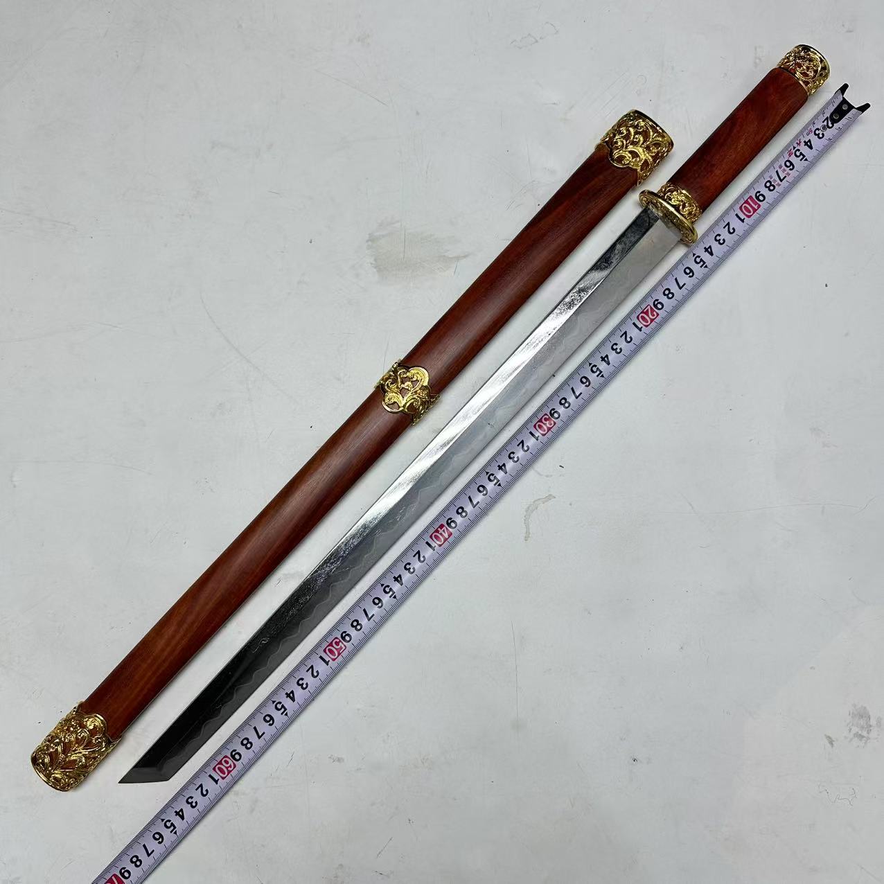 [九剑堂]小龙渊白铜仿古收藏花纹钢夹钢工艺品一体龙骨未开刃