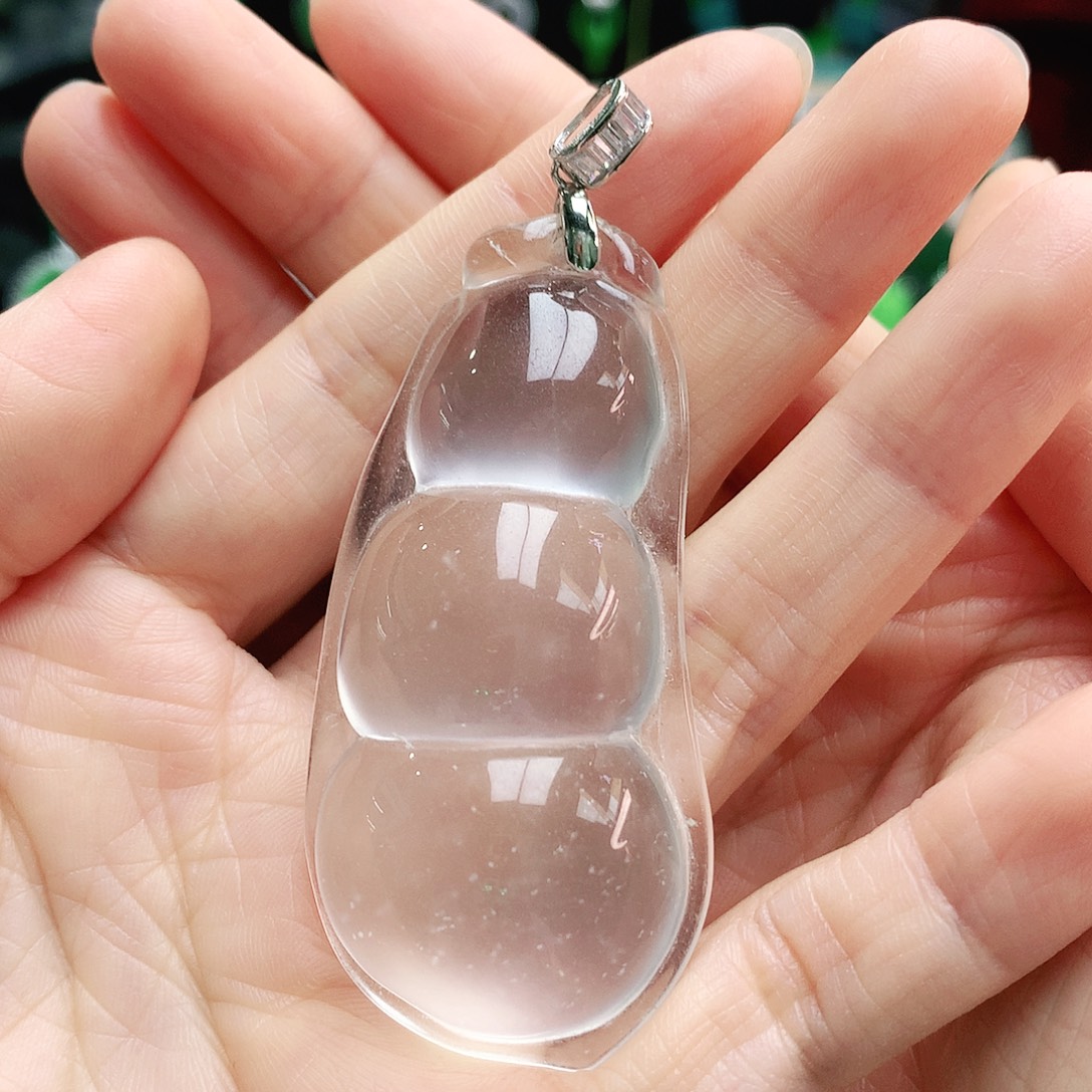 石英质玉吊坠银S925镶嵌