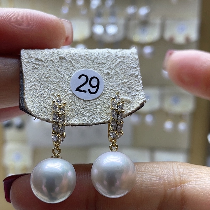 淡水珍珠耳饰银S925镶嵌