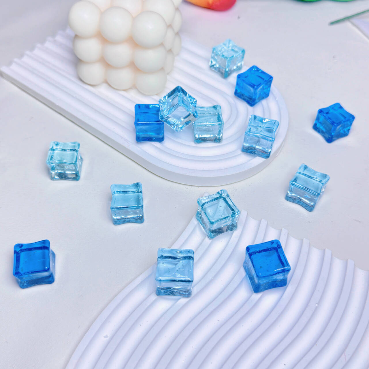 月亮家定制色【蓝色三重奏】潮玩仿真冰块萤火虫夜光1.8cmdiy