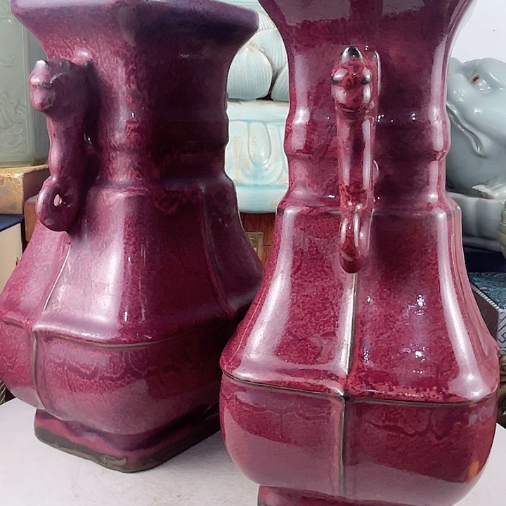 摆件一*你钧窑双龙瓶手工摆件