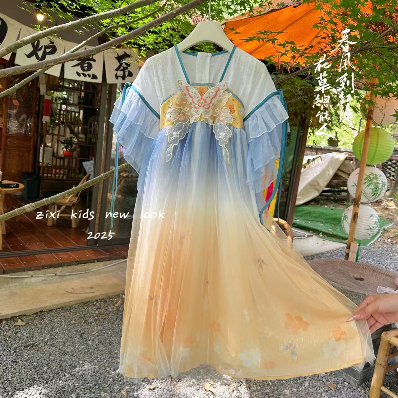 【糯米】高端定制女童夏新款儿童民族古风刺绣汉服HF040