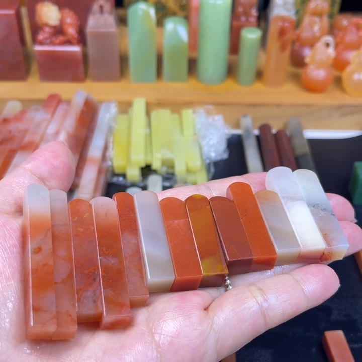 印石青田石老挝石牙签×13