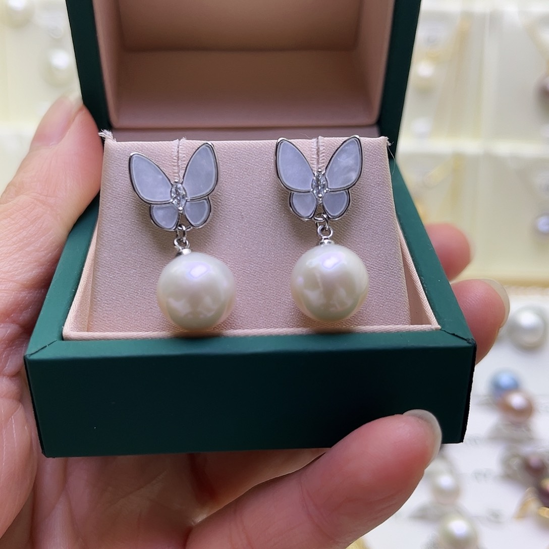 淡水珍珠耳饰银S925镶嵌