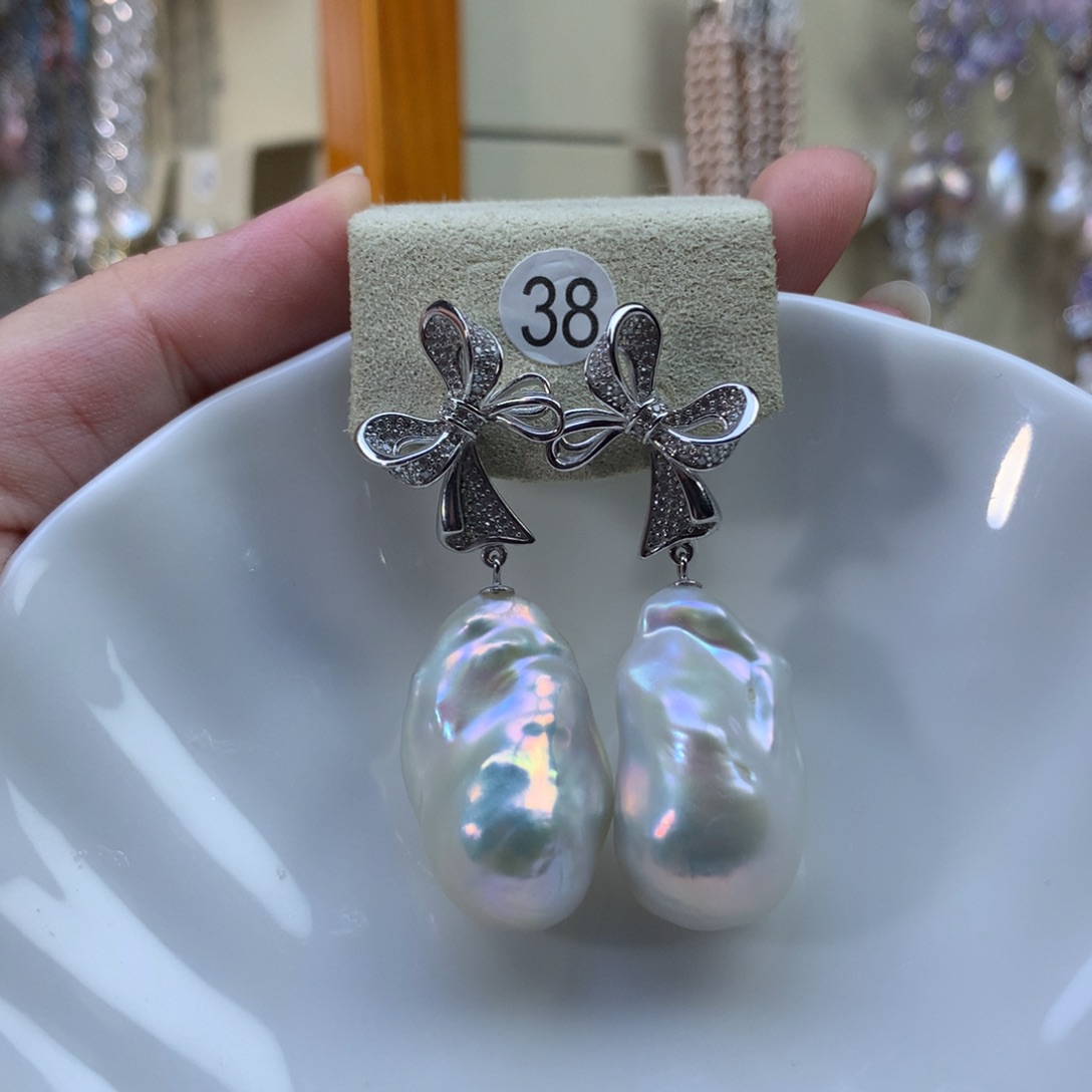 银S925镶嵌淡水珍珠耳环雨*霖高货38号拍5个