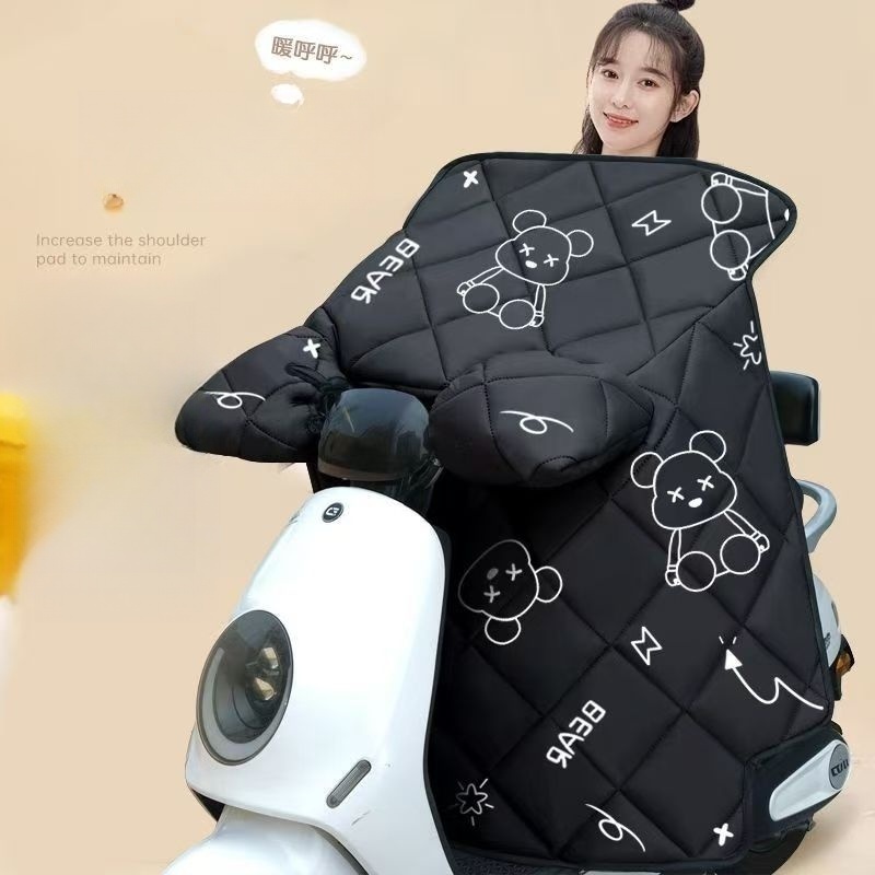 电动车挡风被冬季加绒加厚防风电瓶摩托车加大防水保暖四季通用款