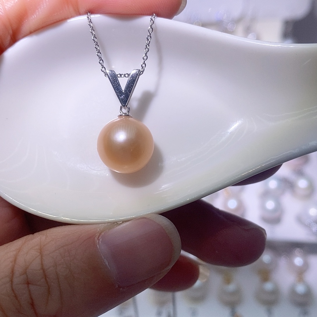 淡水珍珠吊坠(赠链)银S925镶嵌尺寸11/12毫米