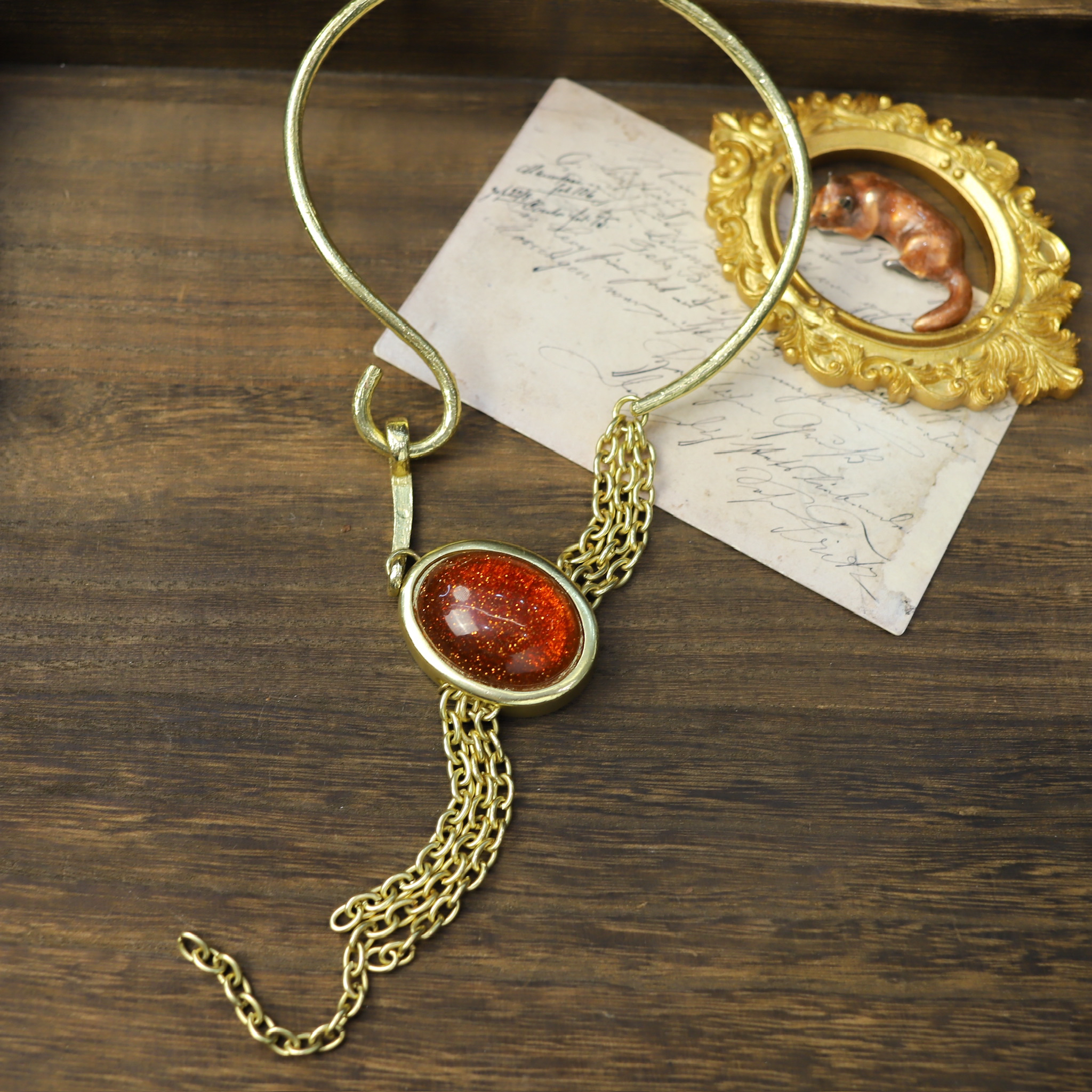 铜合金项链 法产 重工藏品款琉璃 项圈 轻奢百搭时尚