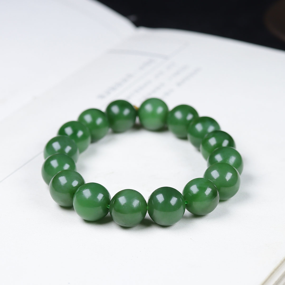 010321和田玉碧玉圆珠手串