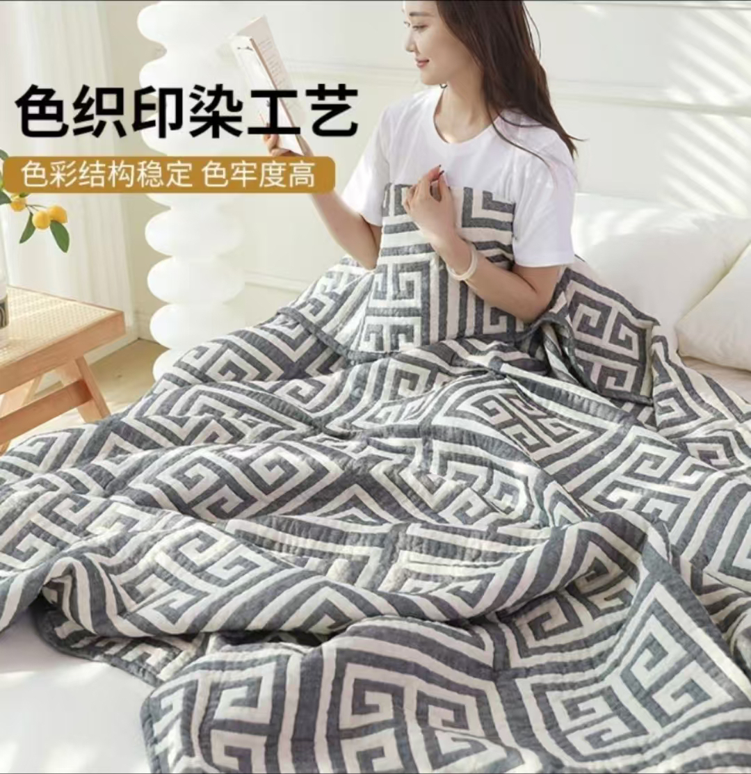 可水洗纱布沙发盖毯。可铺可盖