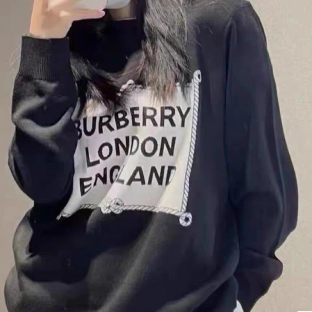 99新 BURBERRY/博柏利 黑色字母logo针织衫/XL码/C01652