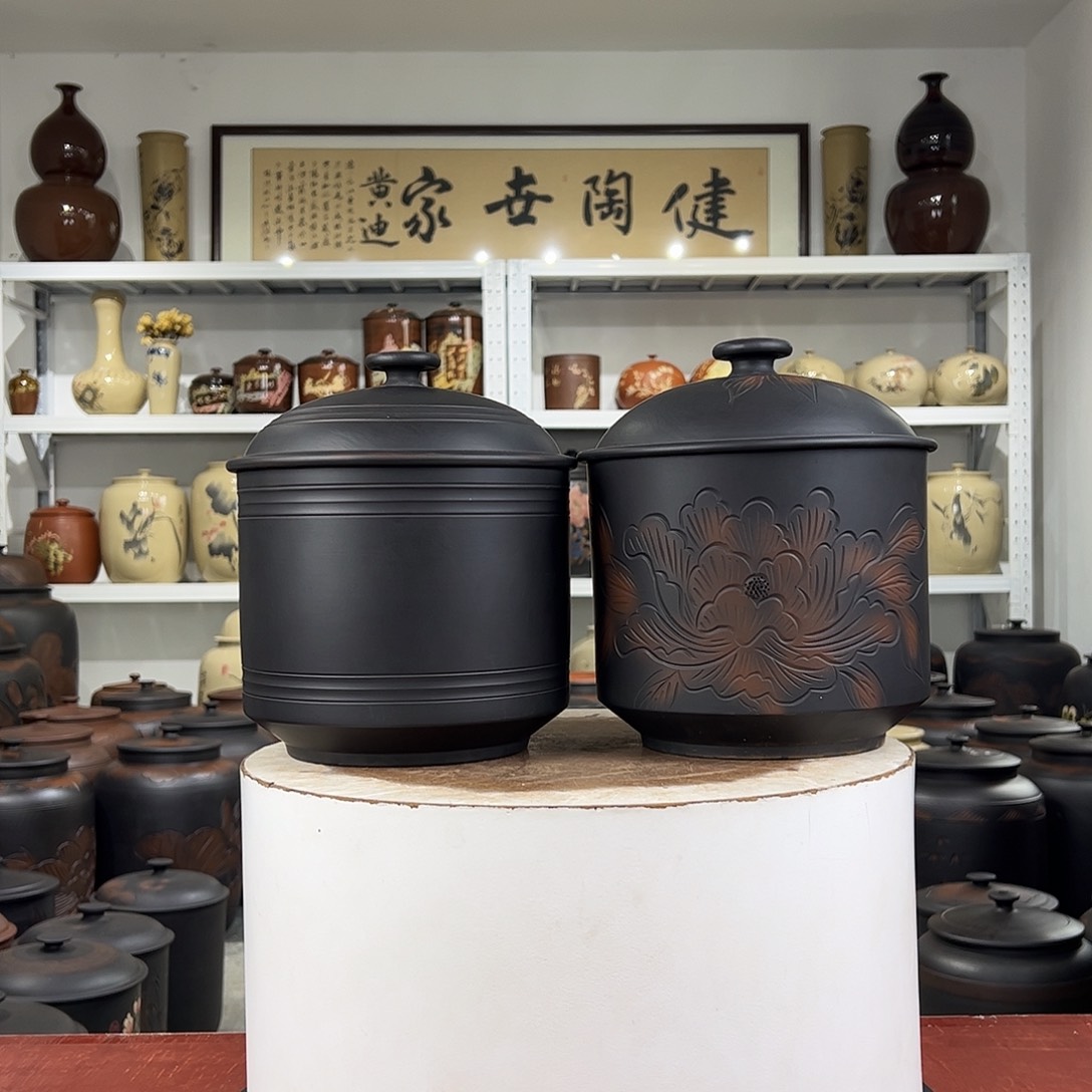 500克左右醒茶罐一对正品纯手工