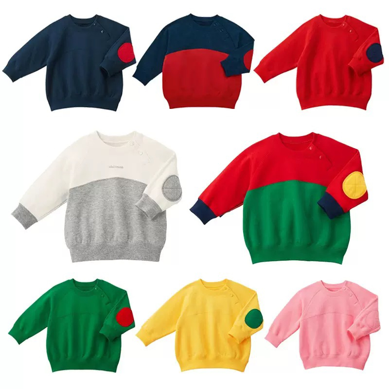 日系儿童多色字母logo长袖卫衣马甲长裤集合6