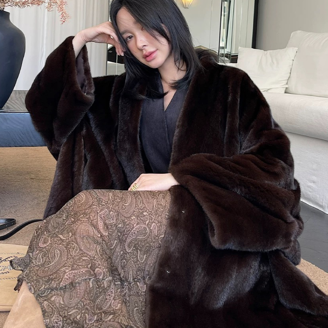冬季新款慵懒风v领大毛领气质高端女装外套～（以直播间为准）女外套
