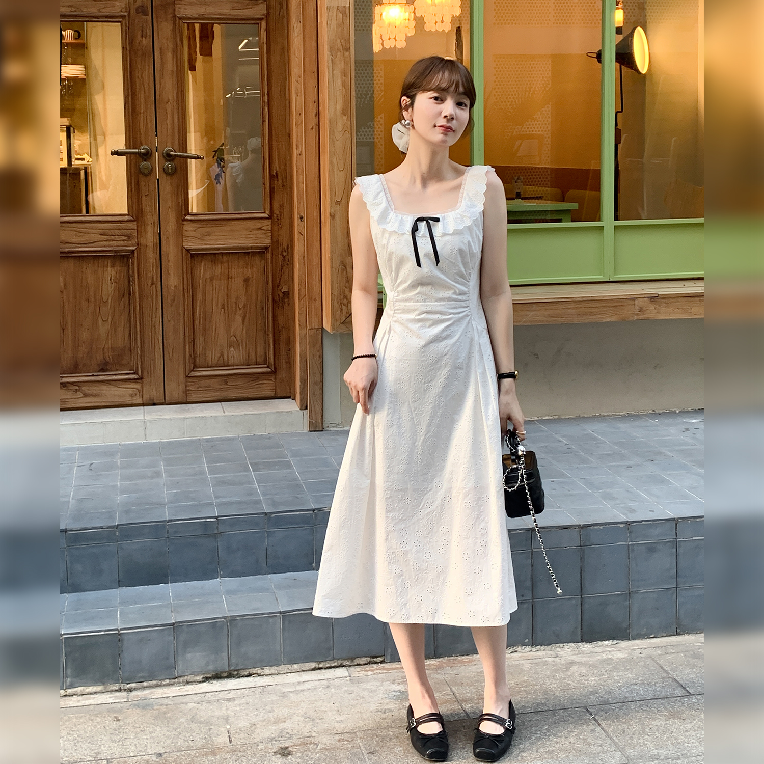 【现货】【纯白恋人】FS505L065黑色蝴蝶结连衣裙