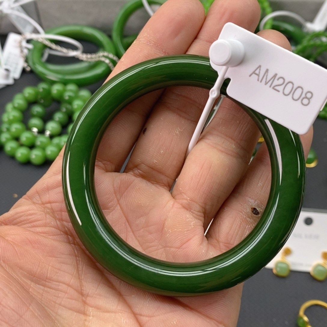 和田玉（碧玉）手镯未镶嵌过****贝58