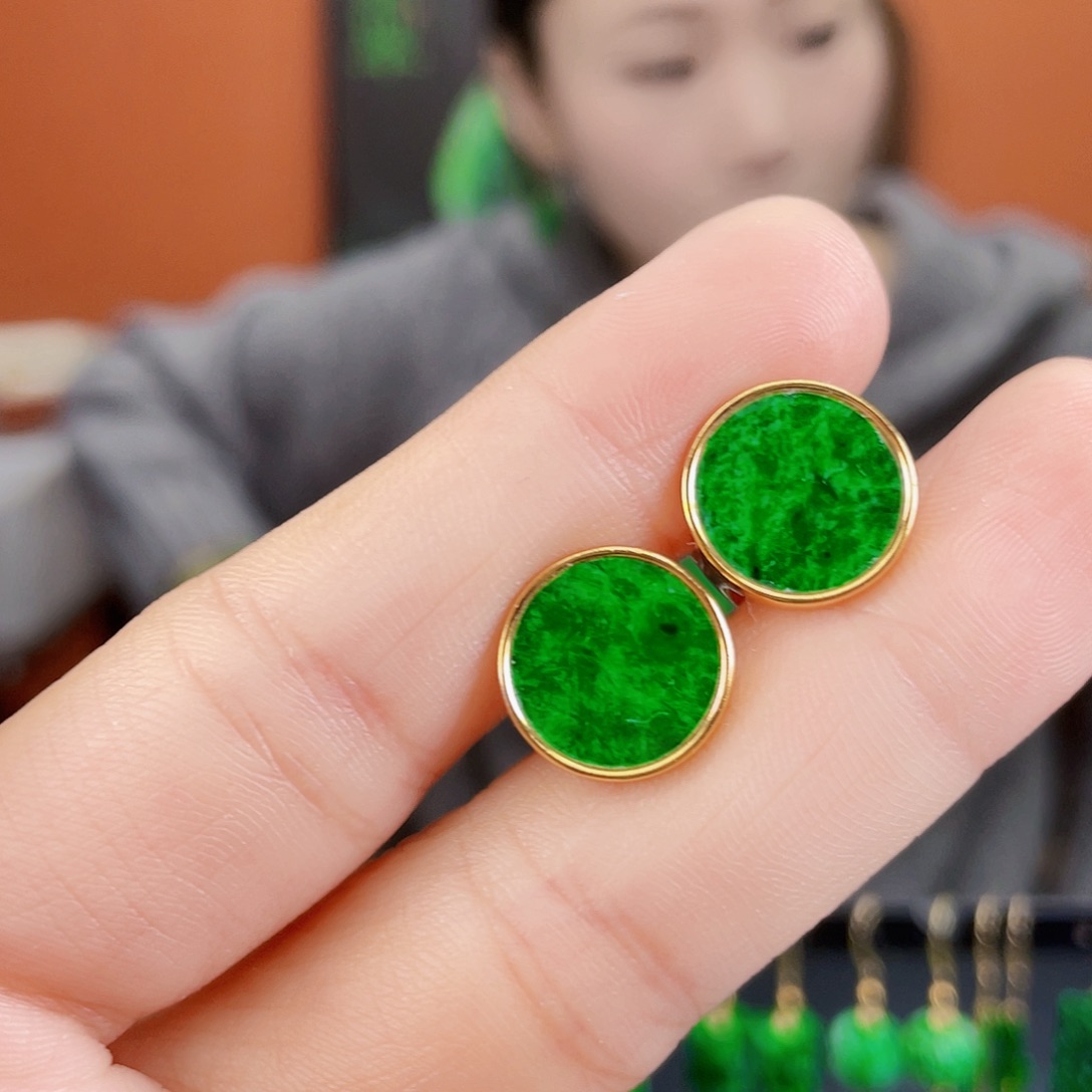 翡翠银S925镶嵌耳饰