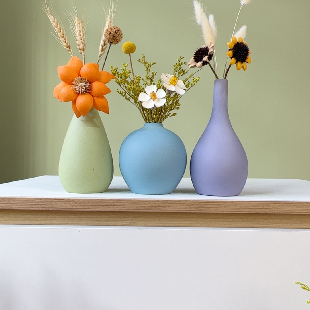 瓷片陶瓷花瓶带花高度20-30厘米左右