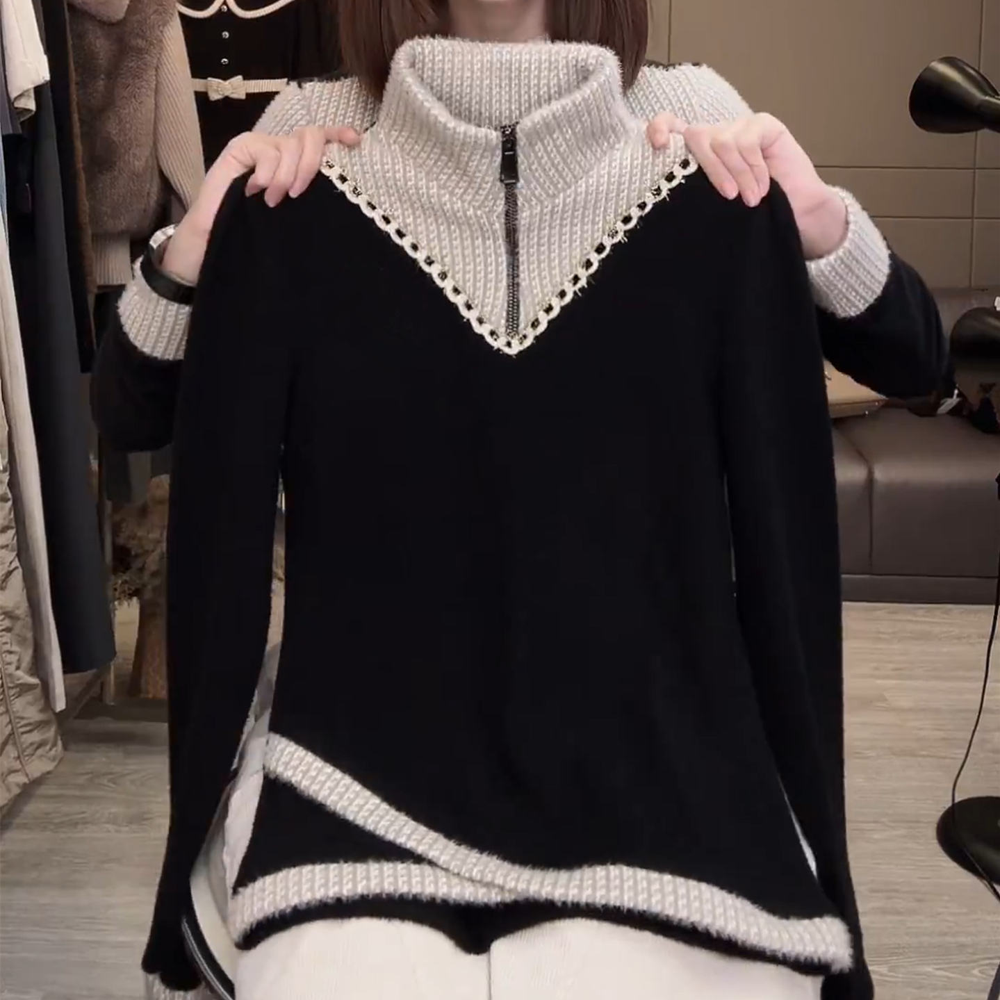 2025冬季新款 时尚贵气T恤打底衫设计感上衣