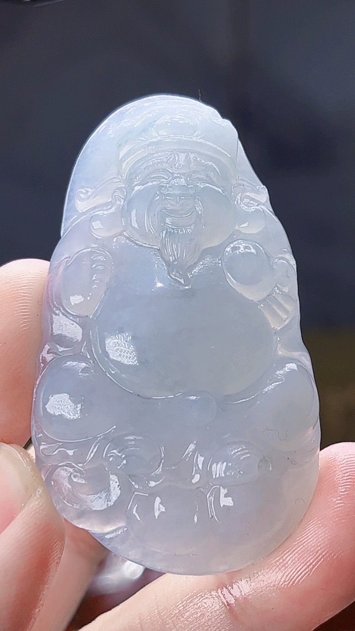 【新春好物】天然缅甸翡翠冰种财神毛货需抛光尺寸55.3x32.3x11.1