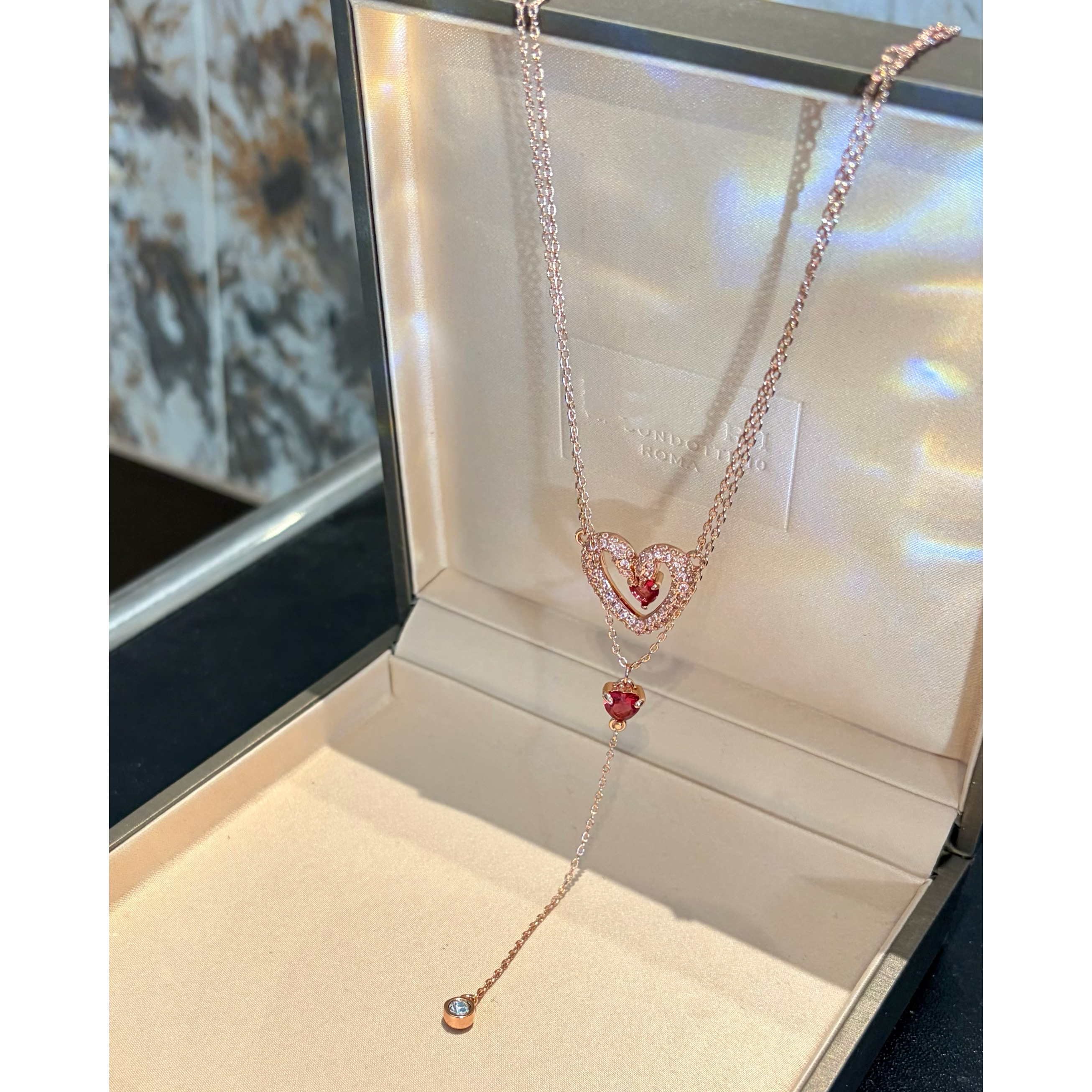 铜合金项链 B2258 桃心双层浪漫爱项链