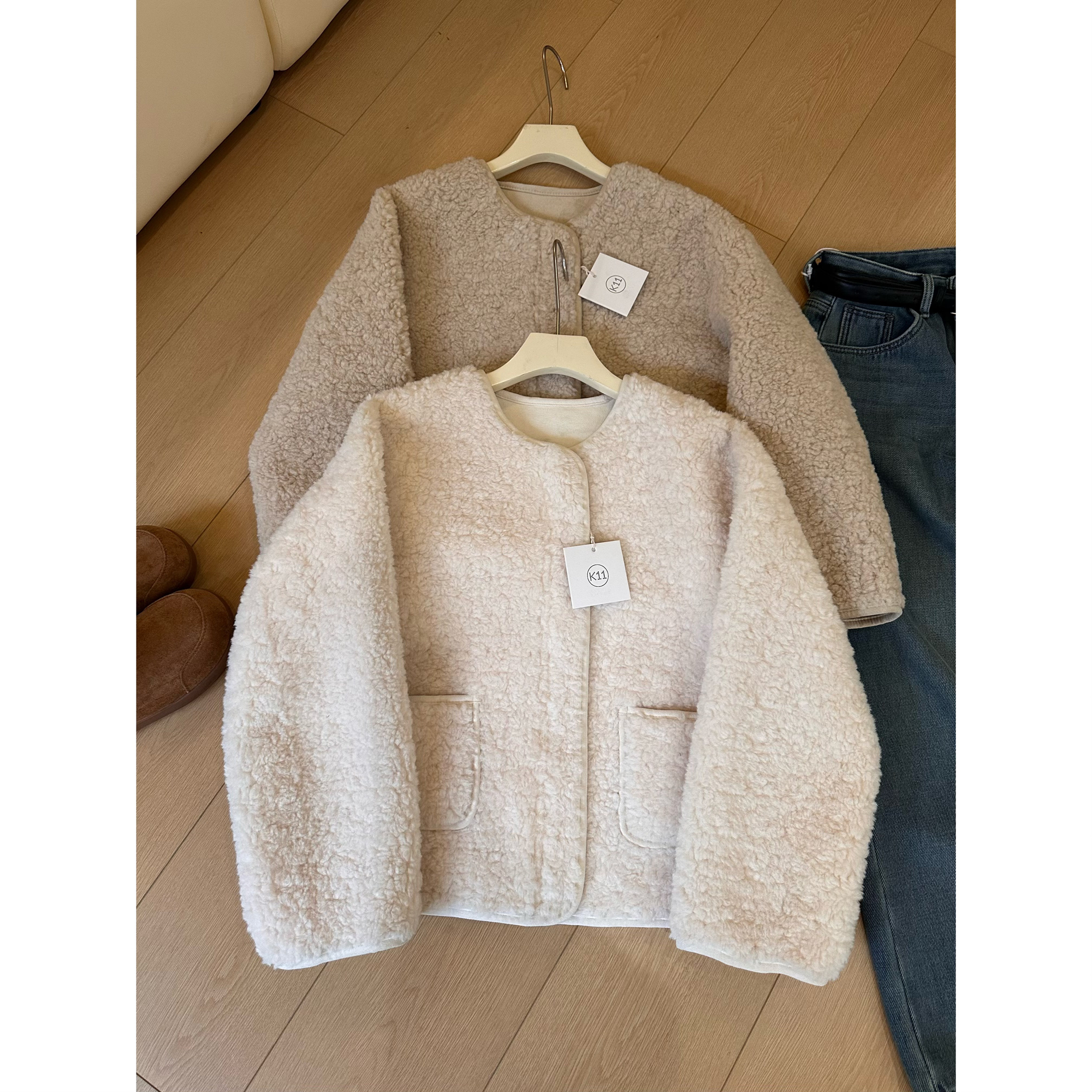 【高品】Q1羊羔毛外套女冬季宽松百搭软糯皮毛一体设计感保暖上衣