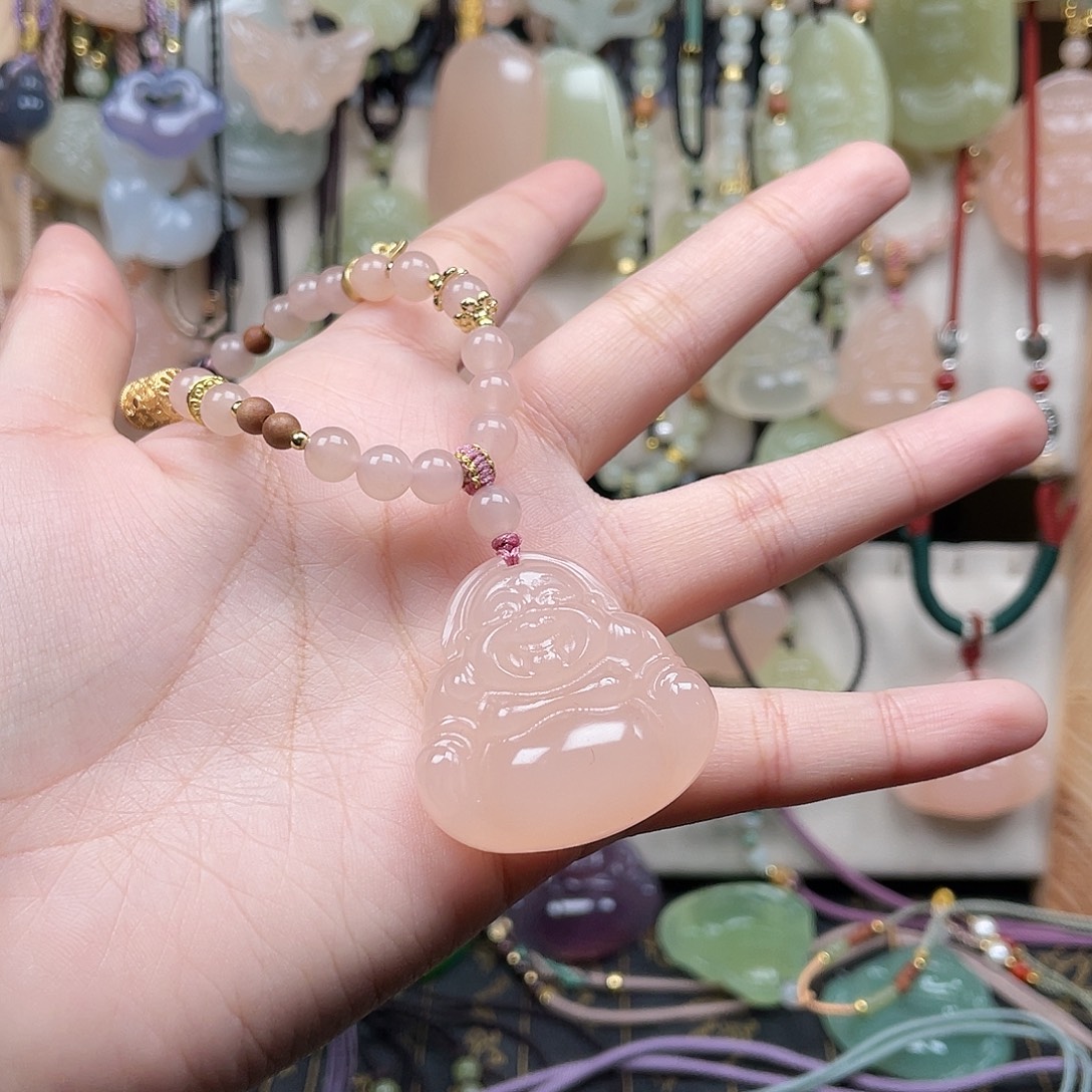 石英质玉合金颈饰35粉佛重工绳