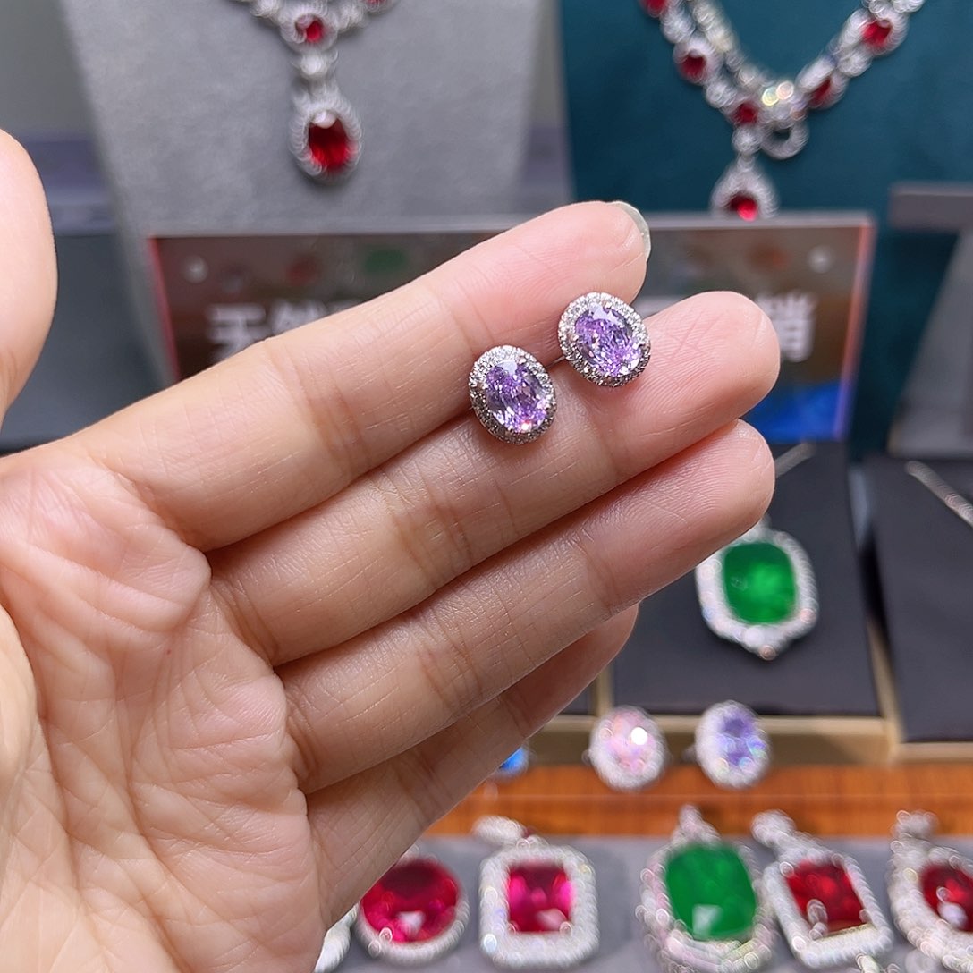 耳饰蓝宝石银S925镶嵌d 58