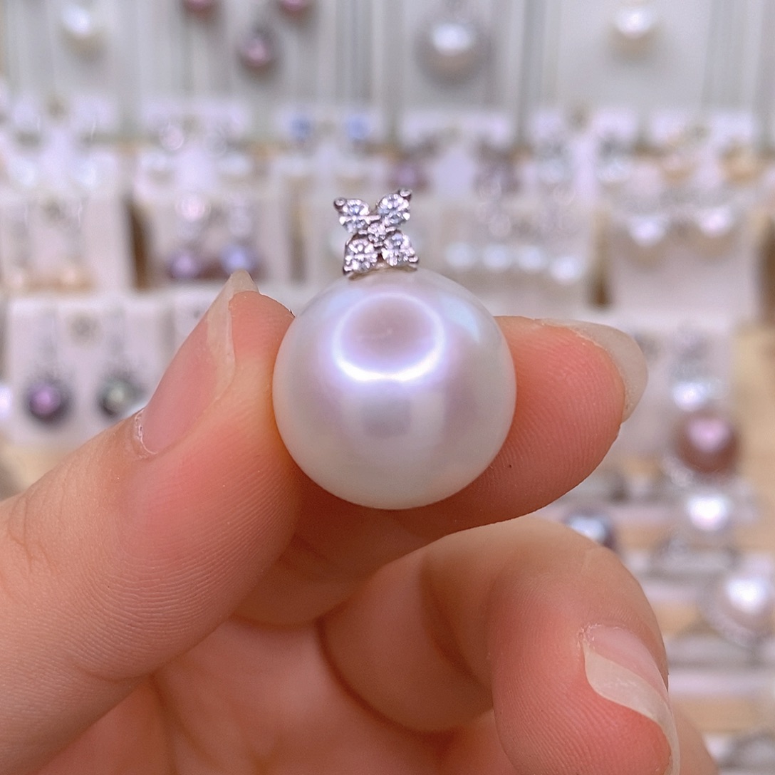 稻***旧颈饰银S925镶嵌淡水珍珠