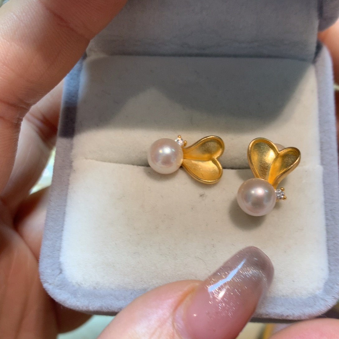 海水珍珠耳饰银S925镶嵌