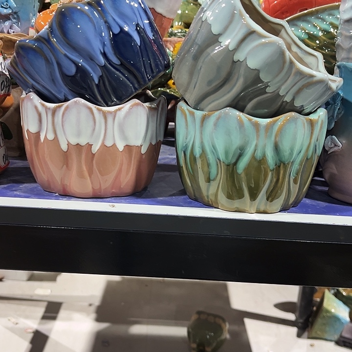 瓷片花盆多肉植物艺术品