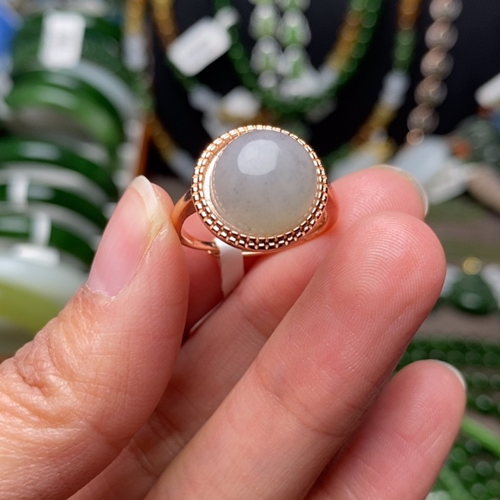 和田玉银S925镶嵌戒指