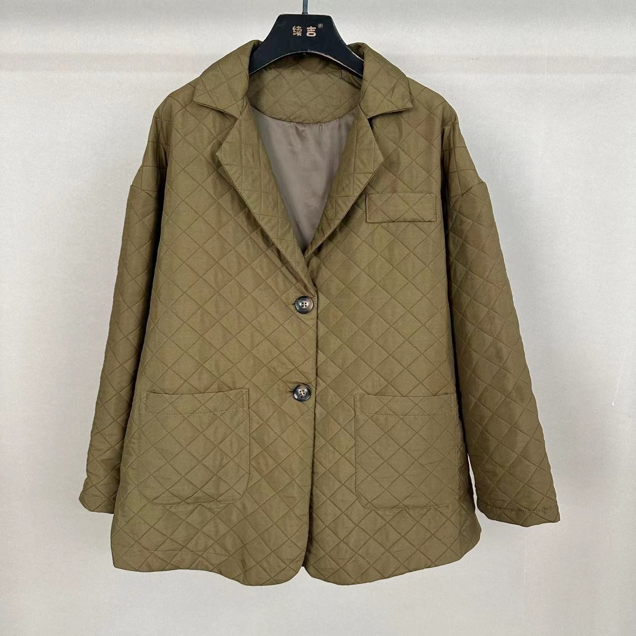 【续吉出品】2427纯色菱格夹棉西装外套