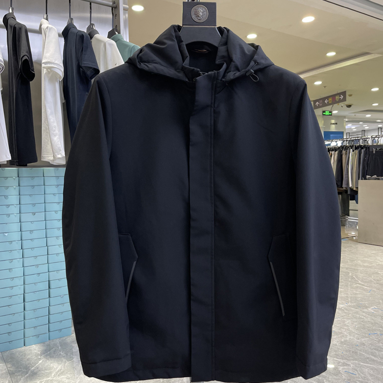 （020）简单大气连帽夹棉夹克外套秋冬新男商务棉服品牌撤柜剪标