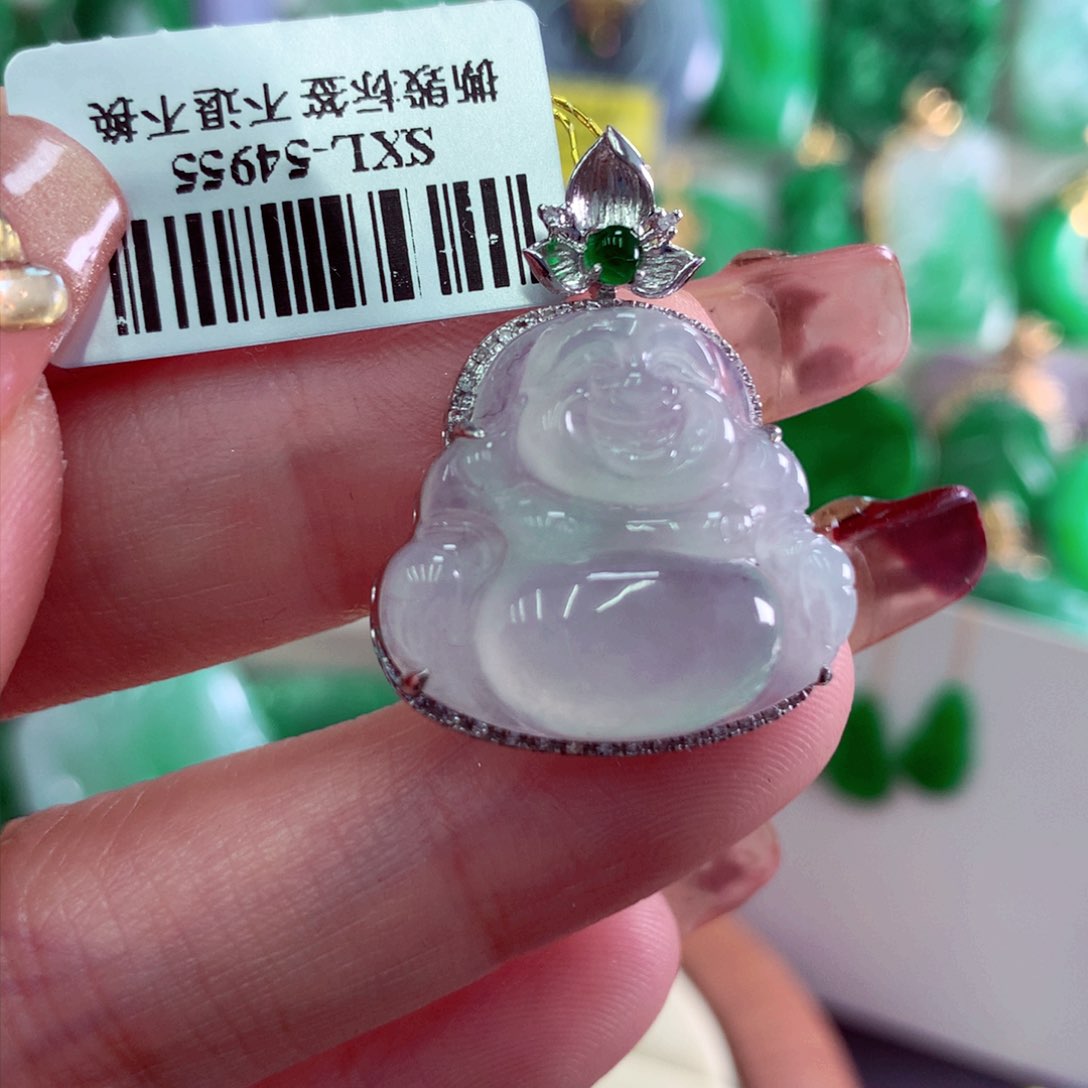翡翠吊坠(不含链)18K金镶嵌