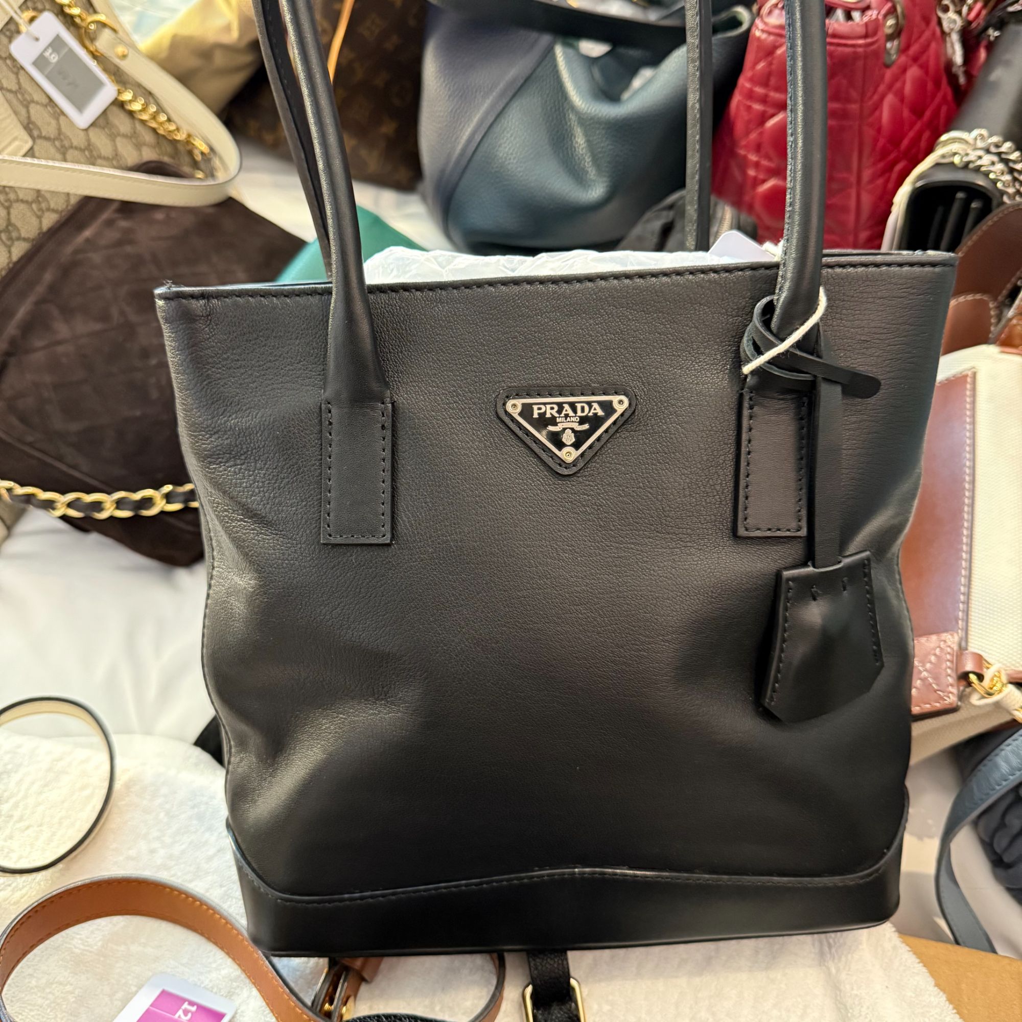 95新 Prada/普拉达 牛皮简约托特手提包/美美在包展