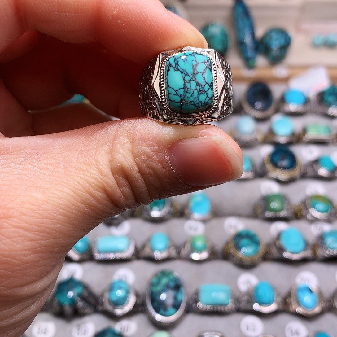 绿松石挂件银S925镶嵌