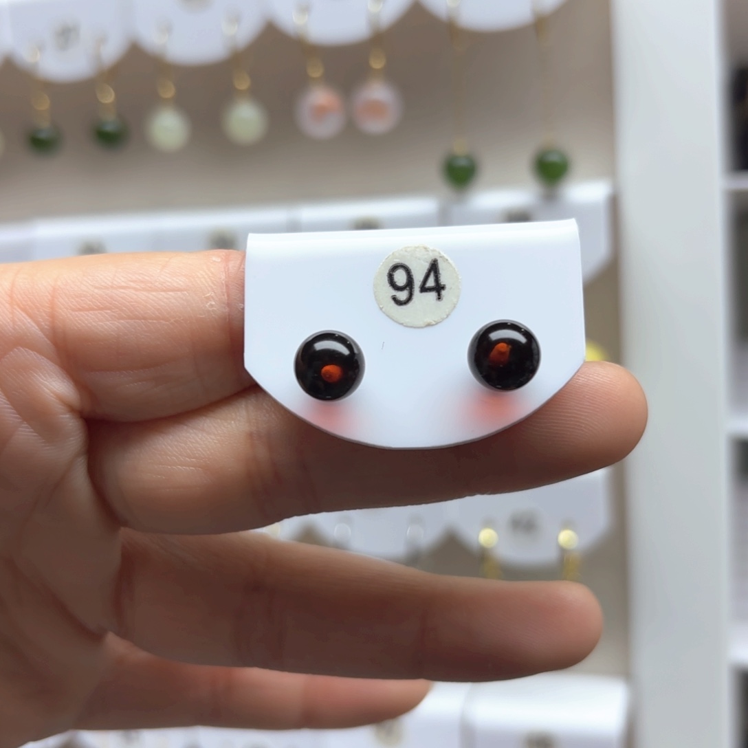 血珀耳饰银S925镶嵌血珀